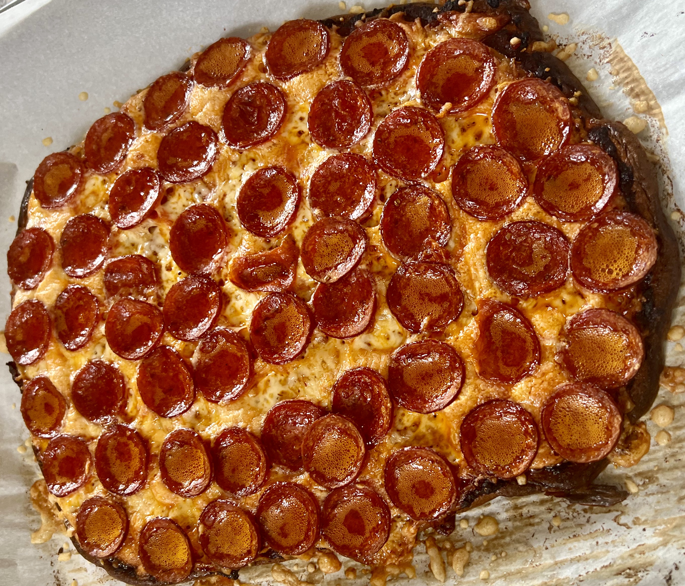 Cottage cheese flatbread pepperoni pizza